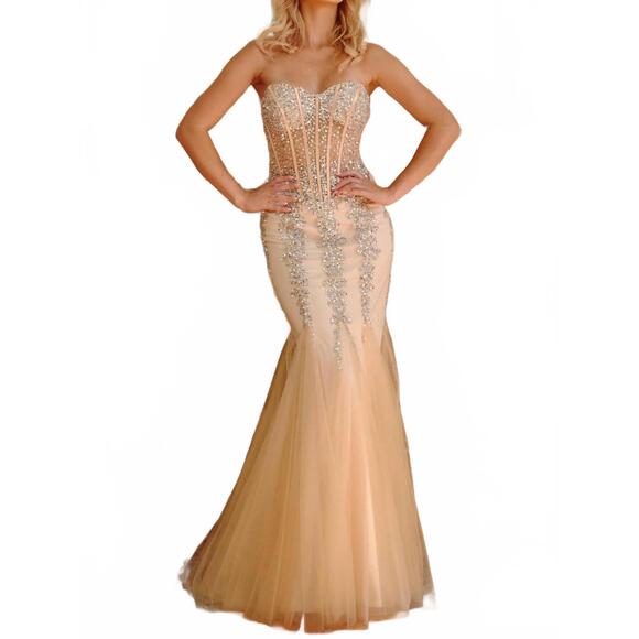 JOVANI Dresses & Skirts - NEW JOVANI embellished corset bodice prom dress in silver/nude